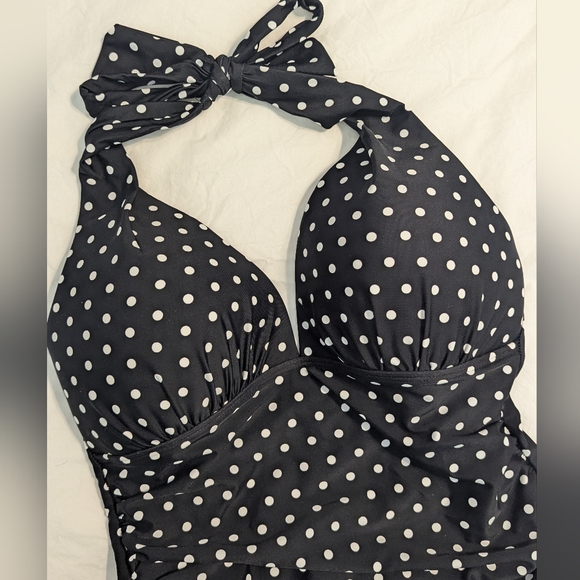 Ralph Lauren Polka Dot Slimming Halter One Piece Bathing Suit - Picture 7 of 9